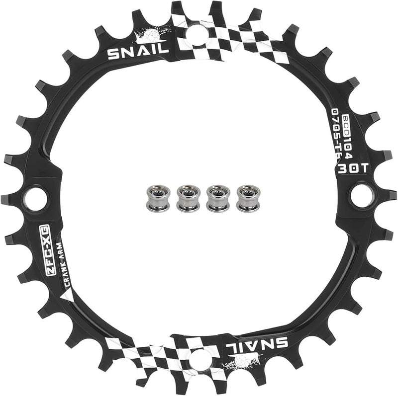 FOMTOR 104 BCD Chainring (30-52T) 7-12 Speed Compatible CNC 7075 Aluminum Narrow Wide Tooth Round Oval Chainrings for MTB/Road Bike Ebike Chainwheel Black/Red - Image 1